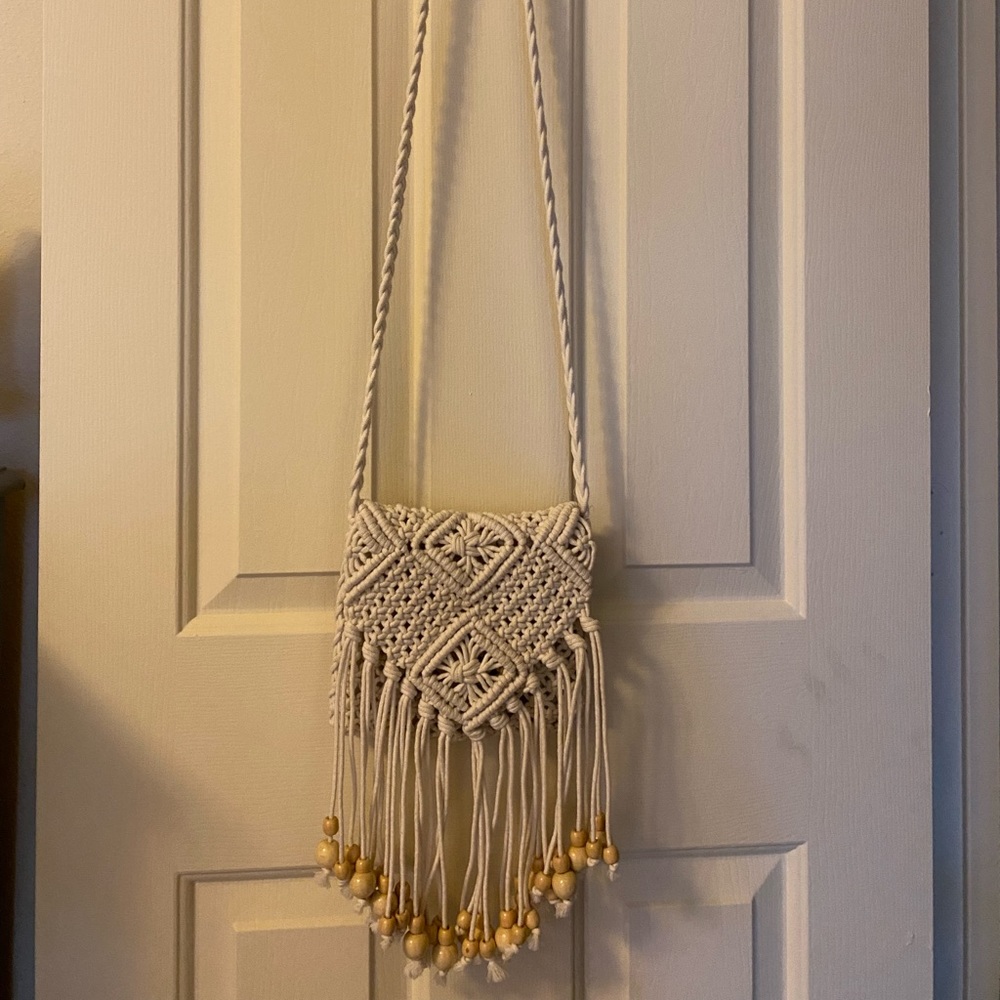 Macrame side purse